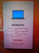 Apple MacBook Pro A1708 13", Intel Core I5 @ 2,3GHz, 8GB RAM, 256GB SSD