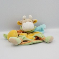Doudou et compagnie marionnette girafe vache jaune bleu vert pomme - 10009