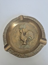 Cendrier Vintage Laiton Portugal Coq de Barcelos Relief Gravé Années 50**---