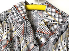 Robe Pure Vintage Japon '70 Noir Beige Jaune Rouille état impeccable T 36 H=96cm