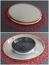 PLATEAU DE SERVICE/PRÉSENTOIR EN GLACE MIROIR ET MÉTAL DORÉ AVEC AXE TOURNANT 