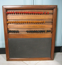 Ancien Boulier Compteur de points score de Billard en bois & ardoise début 19