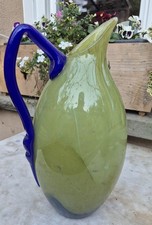 Grand Pichet marmoret en pâte de verre coloré vert bleu André Delatte Art Déco