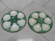 2  Assiettes à Huitres Vintage en Barbotine LONGCHAMP