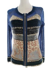 ⭐ LULU - H Sweat-shirt zippé pour Femmes Imprimé léopard Bleu M Manches ⭐