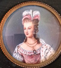 Portrait miniature Reine  Marie Antoinette d'après Costa