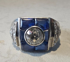 ANCIENNE  BAGUE PLATINE    AVEC SAPHIRS ET DIAMANT  ANNEE  30