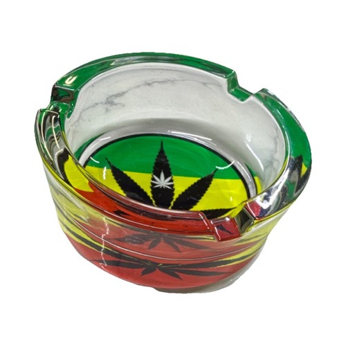 Glass ashtray rasta colors - ashtray,