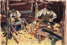 1930 Mathurin MEHEUT Artisanat Bretagne Sabotier Finistére Edition Velin Annam