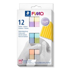 FIMO Soft Assortiment de 12 demi-pains de pâte FIMO aux couleurs pastel assor...