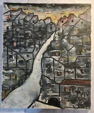 Tableau expressionniste abstrait par Lyoubovin" années 50 huile 55cm x 46cm.