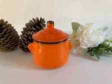 20⚜️Ancien Petit Pot à Épices Avec Couvercle Couleur Orange en Céramique Vintage
