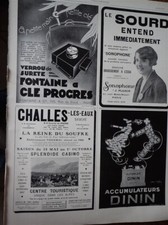 CHALLES LES EAUX + DININ + CLE PROGRES + SONOPHONE pub papier ILLUSTRATION 1929