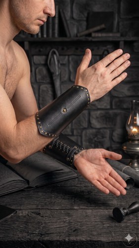 Bras médiévaux cuir noir - cuir,