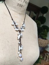 Pearl Leather Tassel Necklace ESTATE