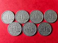 Lot de 7 pièces en alu, 1 franc ,1942, 1943, 1944.