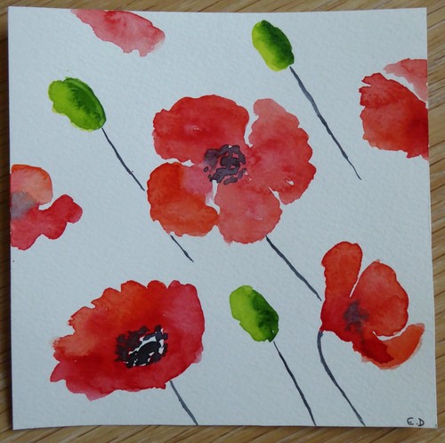 Peinture dessin coquelicots - peinture,