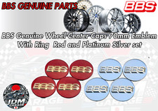 Emblème BBS authentique centre de roue 70 mm sans bague rouge et platine argent