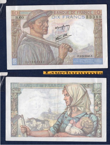 Francs mineur 1943 b 60 - 10, 9/9/1943