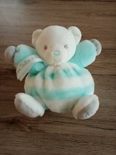  DOUDOU BOULE KALOO OURS PATAPOUF AQUA BLANC RAYE BLEU GRIS PETIT 18cm 