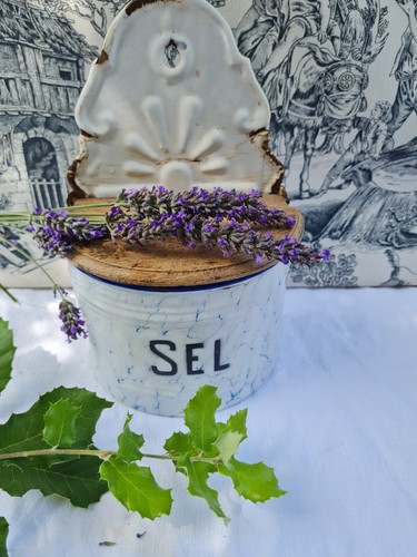 Ancienne boite sel emaillee - ancienne,