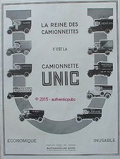 PUBLICITE UNIC CAMIONNETTES ROUARD CICCA HUILE LESIEUR AU PRINTEMPS DE 1928 AD