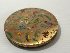 Ancien  poudrier doré  avec miroir  vintage Décor d'oiseaux  Cotty ?