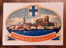 Décalcomanie MARSEILLE Chateau d'If Chromotransfert 1950 VESPA SCOOTER AUTOMOBIL