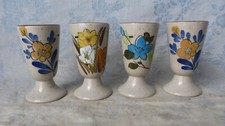 #Vintage# Tasses / Supermarché GRO - 4 mazagrans en gré, à décor floral (H=13)