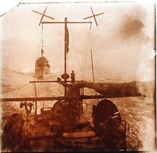 FRANCE Marine nationale Bateaux de guerre 1921 Photo Vintage Plaque cassée