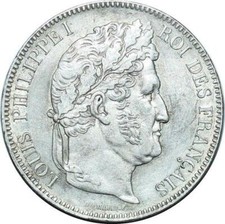 P4426 Rare 5 Francs Louis Philippe 1841 BB Strasbourg Argent Silver Quasi SUP