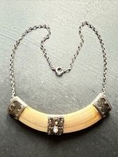 Très Beau Collier Chaîne En Argent Massif 925 Maille Art Nouveau deco ethnique