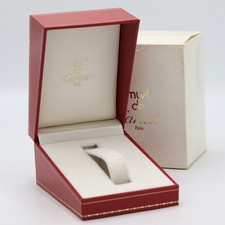 VINTAGE AUTHENTIQUE CARTIER 543 boite montre boîtier bois cuir rouge extérieu...