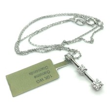 Solid 10K White Gold 18” Necklace w/ 0.21 CT Real Diamond Pendant 1.8 Grams NEW