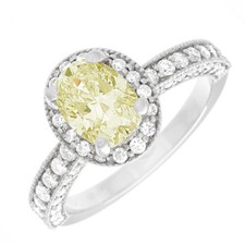 Vintage Style 2.20 Cts Coupe Ovale Diamant Certifié GIA Chic Jaune 18K or Blanc
