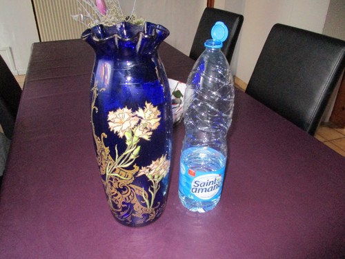 Grand vase emaillé verre bleu - grand,