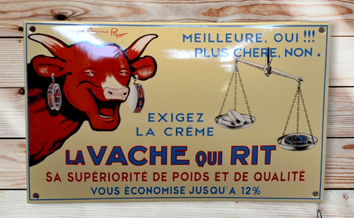 Plaque émaillée vache qui - plaque,