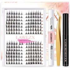 Cluster Faux Cils Individuel Extension Cils Kit avec 196 Pcs Réutilisable Cil...