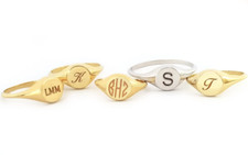 Bague monogramme en or massif pour femmes bague chevalière prénom personnalis...