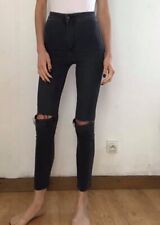 jean slim skinny noir jegging h&m troué bord franc taille haute taille 34