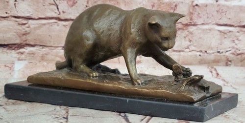 Sculpture bronze chat et - sculpture,