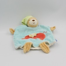 Doudou plat ours bleu vert