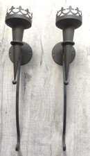  GRANDE Paire d'appliques anciennes en fer forgé Art Deco Moderniste 54 cm