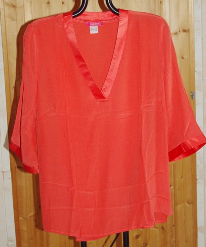 Blouse détails satin orange