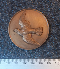 4# Médaille Bronze oiseau,  pigeon,  Animalière offert par Michel Jacquet Député