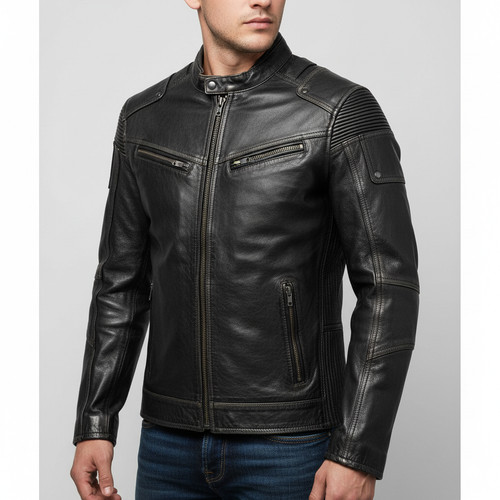 Veste cuir véritable - cuir,