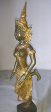 ANCIEN GRAND STATUETTE DEESSE DANSEUSE APSARA RATTANAKOSIN SIAM THAILANDE BRONZE