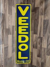 Plaque métal émaillé huile moteur porcelaine Veedol taille 40" x 10" pouces