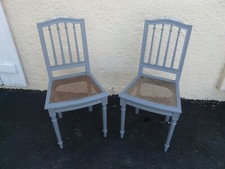 Paire chaises paillées gris