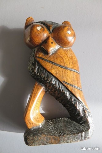 Chouette bois sculptée - bois,